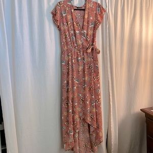 Floral High-Low Wrap Dress